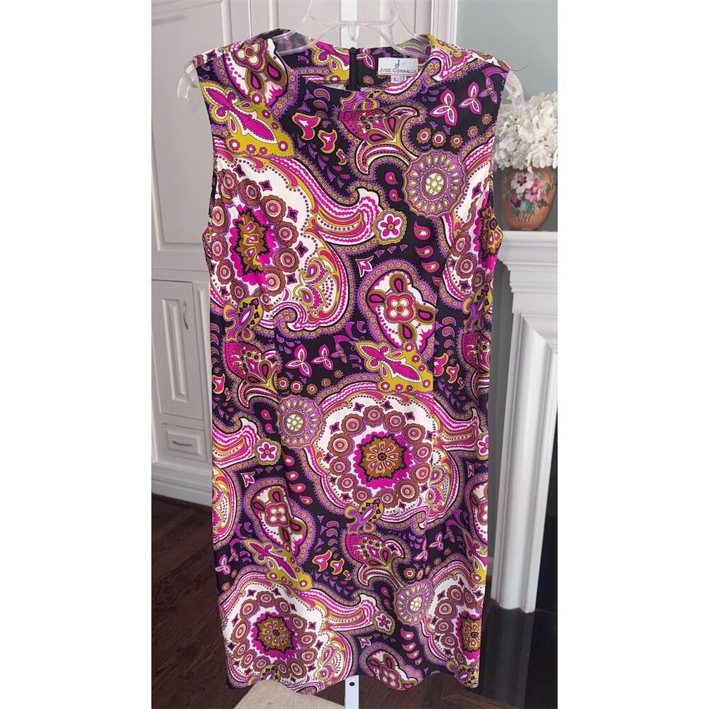 New Jude Connally Paisley Lexi Sleeveless Sheath Dress Multicolor Size L
